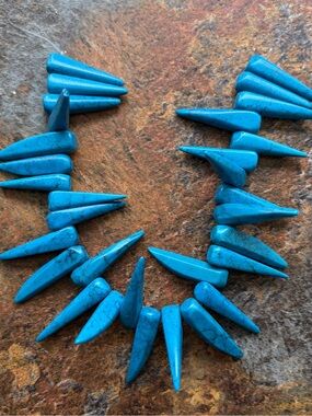 Dyed Stone- Turquoise Colored Spike Bead Strand